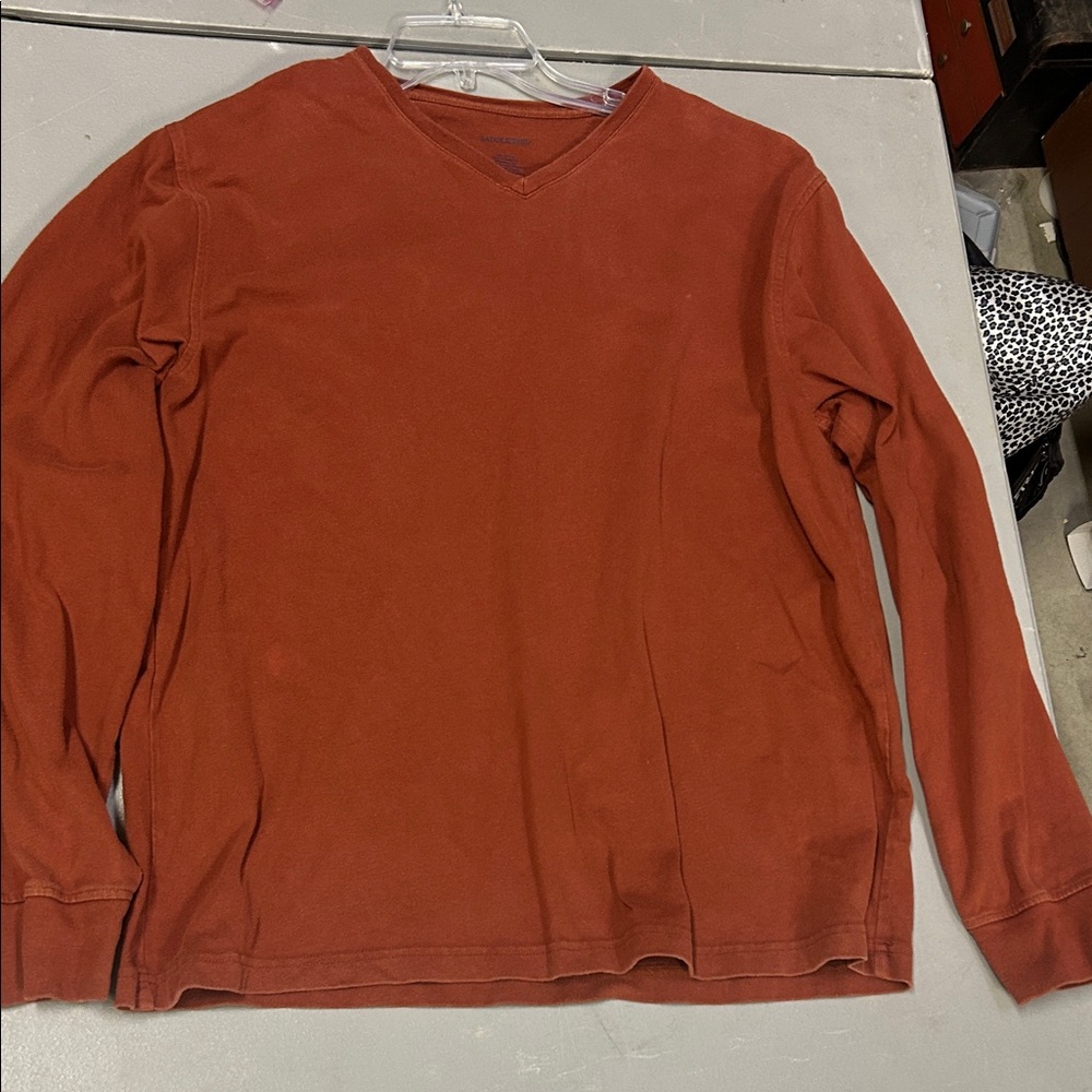 (🔥4 For $20) Saddlebred Men's Large Rust Long Sleeve Shirt